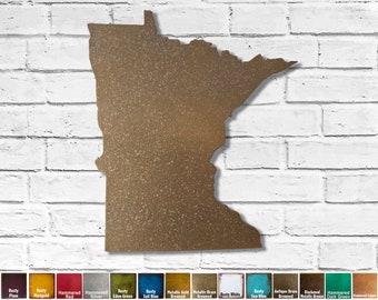 Minnesota Metal Wall Art – Choose State, Size, Patina Color – 14 Gauge Steel Home Decor