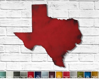 Texas metal - Metal Wall Art - Handmade- Choose 10", 17" or 23" wide - Choose your patina color - and Choose any USA State!