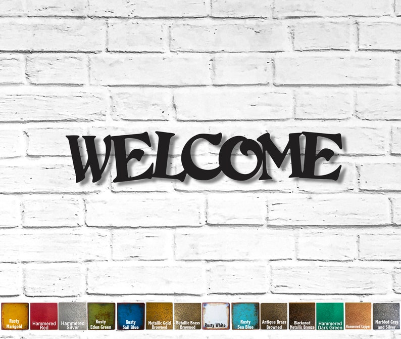 Hello Metal Wall Art 32 Wide Metal Sign Rust Patina Etsy