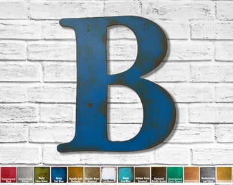 Metal Letter B Wall Art – 14 Gauge Steel, Choose Size and Patina Color