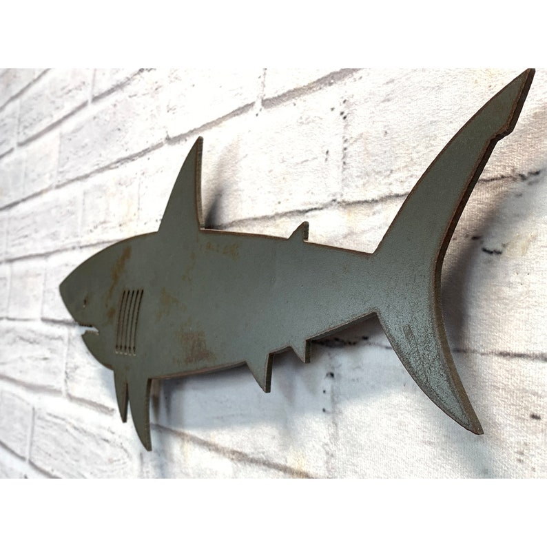 Shark Metal Wall Art Home Decor Handmade Choose your Size 11, 17 or 23 and Patina Color and Choose from a Variety of Nautical Items image 6