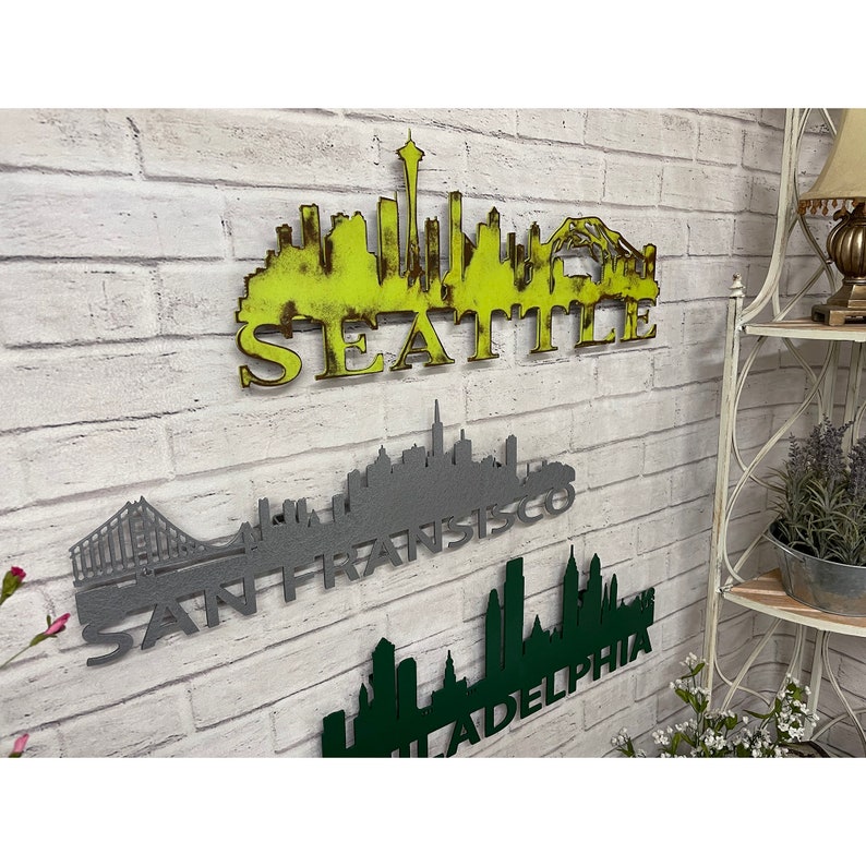 Seattle Skyline Metal Wall Art Choose 23 30 or Etsy