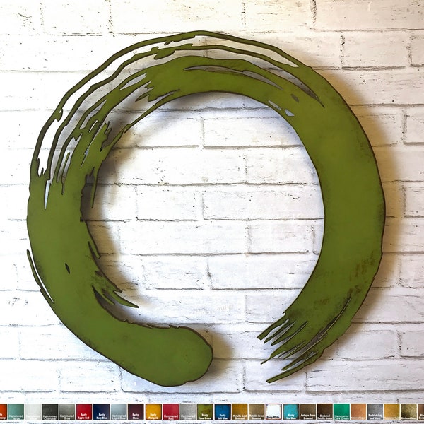 Enso Circle - Metal Wall Art - Choose Size, Patina Color, and Symbol