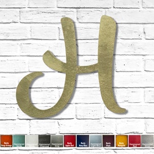 Letter H Metal Wall Art Home Decor Choose 8, 12, 16 or 22 inch tall Karlie Font Choose your Patina Color, and any Letter or Number image 1