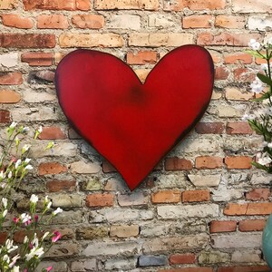 Decoración de pared metálica en forma de corazón – Elige el color de la pátina, 30-58 cm de ancho. imagen 5