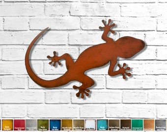 Lizard Gecko metal wall art - Handmade - Choose 10", 17" or 23" wide - Choose your Patina Color with Rust
