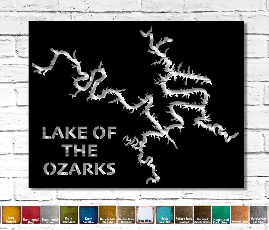 Lake of the Ozarks With Text Finished in Hammered Charcoal Measures 36