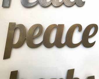 Handmade Metal Peace Sign Wall Art – Choose Size and Patina Color