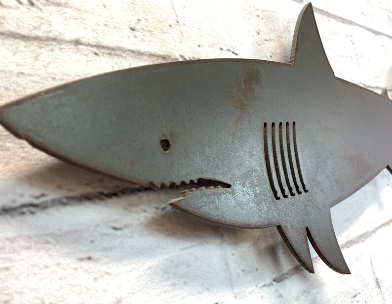Shark Metal Wall Art Home Decor Handmade Choose your Size 11, 17 or 23 and Patina Color and Choose from a Variety of Nautical Items image 4