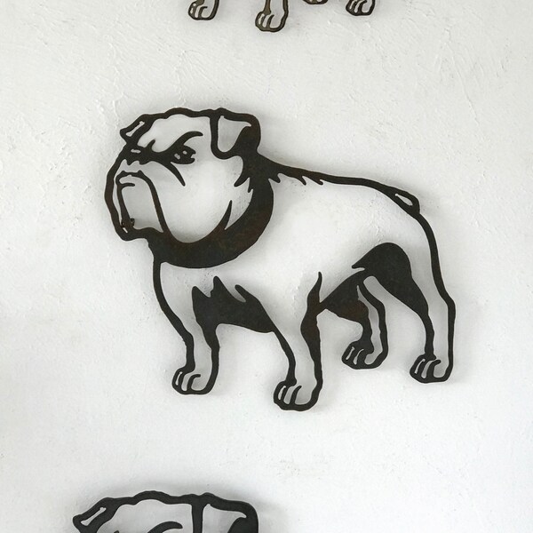 Bouledogue - Art mural en métal pour la maison - Fait main - Choisissez 11", 17" ou 23" - Choisissez votre couleur de patine OU choisissez parmi 20 races de chiens différentes !