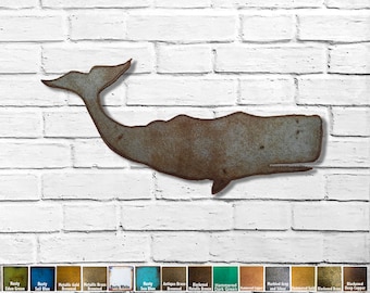 Whale Metal Wall Art - 36" or 48" wide - Moby Dick Sperm Whale - Choose your Patina Color!