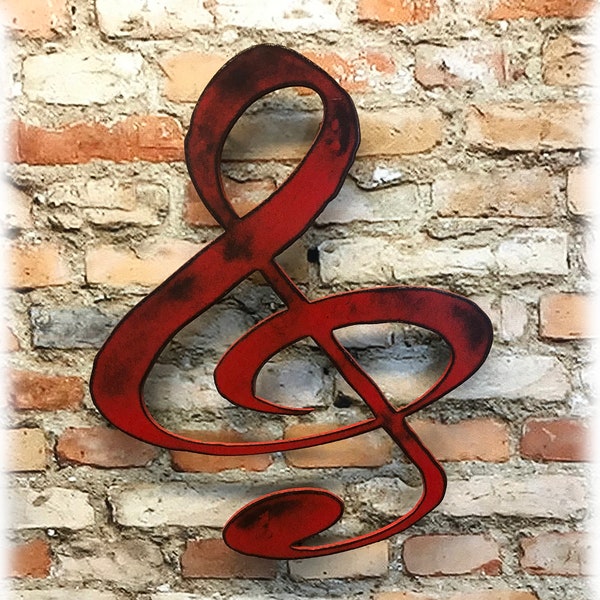 Treble Clef Metal Wall Art -Handmade Home Decor- Choose 11", 17" or 24" tall, Choose your Patina Color and from a Variety of Musical Symbols