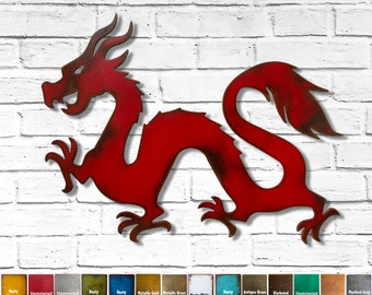 Dragon - Metal Wall Art - Handmade - Choose your Patina Color - Choose 12", 17" or 23" wide - Choose Direction - Metal Wall Art