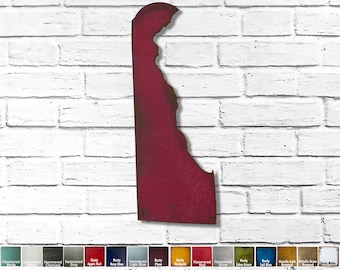 Delaware Metal Wall Art Custom USA State Home Decor, 14 Gauge Steel, Choose Size/Color