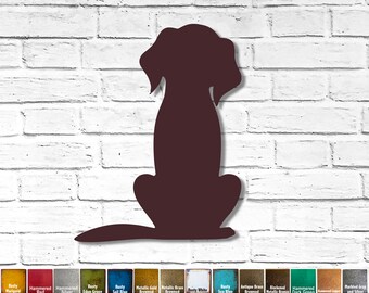 Dog Sitting - Metal Wall Art - Choose your Size 12", 17", 23", 30" or 36" tall - Choose your Patina Color