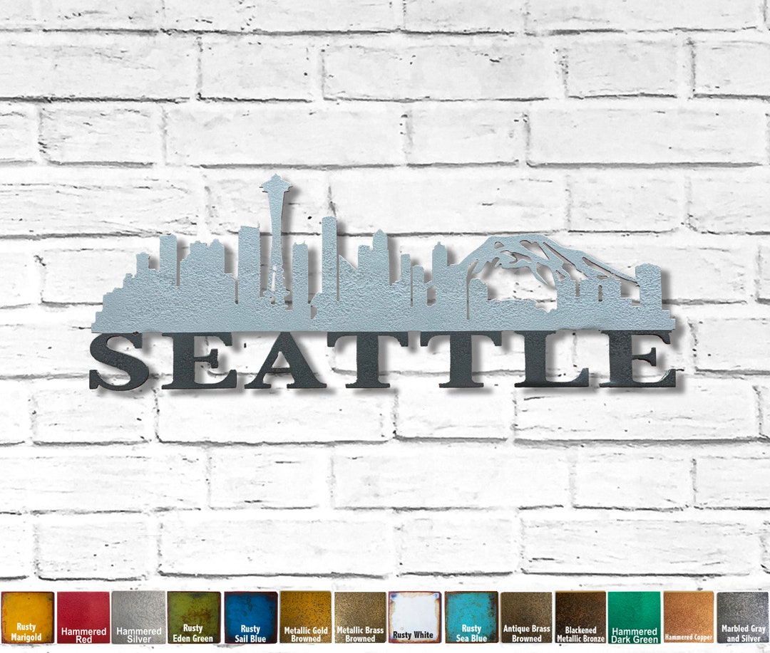 Seattle Skyline Metal Wall Art Choose 23, 30, or 40 Wide Choose Your