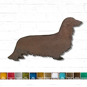 Dachshund Metal Wall Art home decor Handmade Choose 11, 17 or 23 Choose your Patina Color, OR Choose from 20 different Dog Breeds Dachshund - Longhair