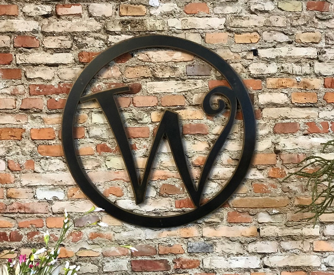 Encircled Metal Letter W Wall Art Choose 12, 17, 24 or 30 Tall Curlz
