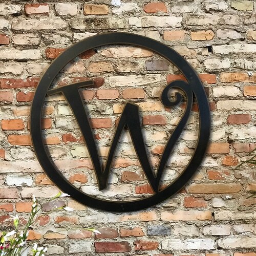 Encircled Metal Letter W Wall Art Choose 8 Etsy