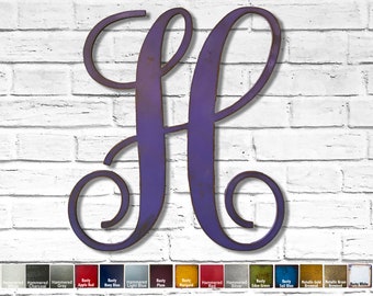 Letter H -Metal Wall Art Home Decor- Choose 8", 12", 16", 22" or 36" inch tall - Monogram - Choose a Patina Color, and any Letter!