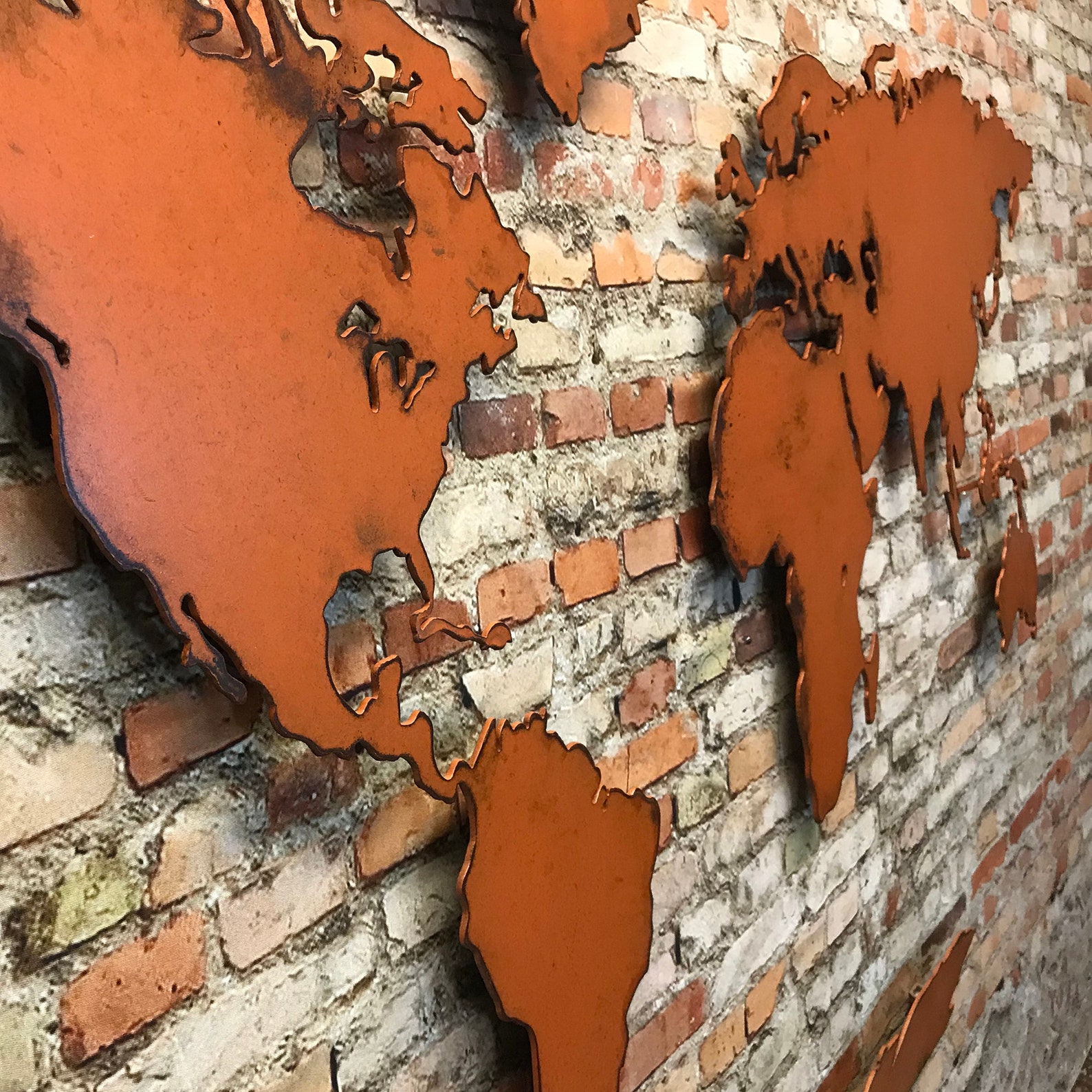 World Map Metal Wall Art 30 Tall X 50 Wide 7 Etsy
