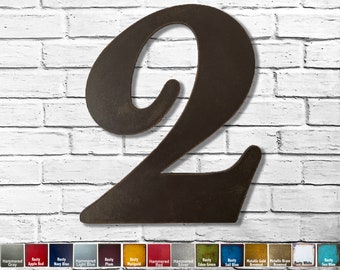 Metal Number 2 - 8", 12", 16" or 22" inch tall - Handmade metal wall art - Choose your Patina Color, Size and Letter or Number - Metal Decor