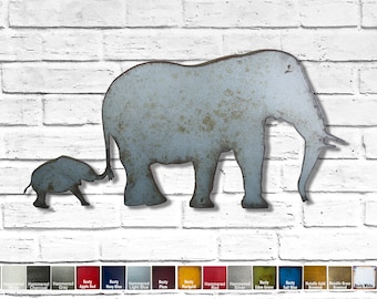 Elephant Metal Wall Art Home Decor - Handmade - Choose your Size 11", 17" or 24" wide - Choose your Patina Color!