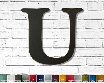 Metal Letter U - 8", 12", 16", 22" or 30" tall - Handmade metal wall art - Choose your Patina Color, Size and Letter or Number - Metal Decor