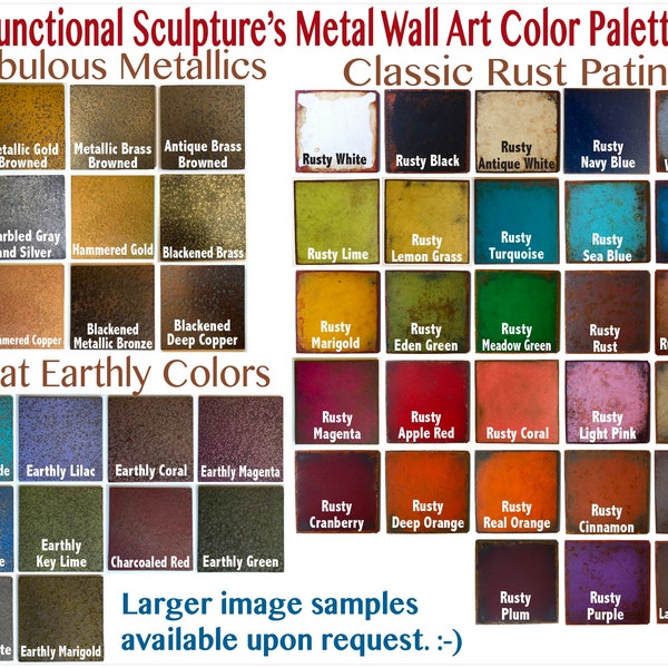 3" x 3" Color Sample Swatches - Handmade - Choose your patina color