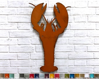Lobster - Metal Wall Art Home Decor - Handmade - Choose your Size 11, 17 or 23" and Patina Color and Choose from a Variety of Nautical Items
