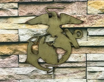 Marines Symbol - Metal Wall Art - Choose 12",17" or 23" wide, Choose your Patina Color and Choose from different Military Symbols