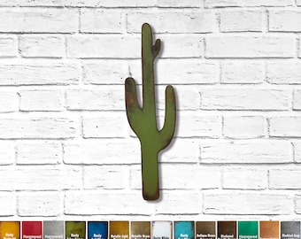 Cactus Metal wall art - Available in 12, 18, or 24 inches tall -Choose your Patina Color and Size Western Desert art