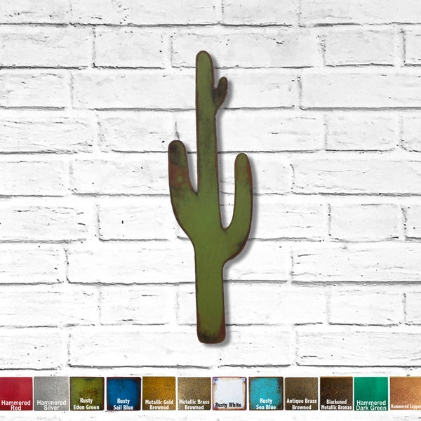 Cactus Metal wall art - Available in 12, 18, or 24 inches tall -Choose your Patina Color and Size Western Desert art