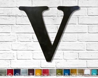 Letter V - 8", 12", 16", 18", 22" or 30" inch tall - Metal Wall Art - Choose your Patina Color, Size and Letter or Number - Metal Decor