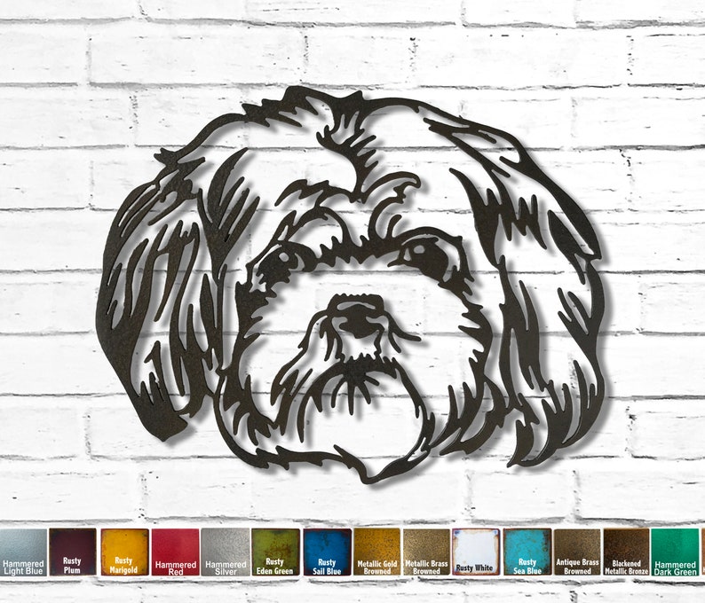 Dachshund Metal Wall Art home decor Handmade Choose 11, 17 or 23 Choose your Patina Color, OR Choose from 20 different Dog Breeds Shih Tzu - Bust