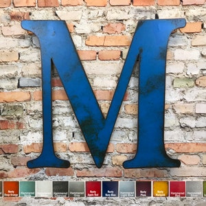 Metal Letter M - 8", 12", 16", 22", 30" or 35" tall - Handmade Metal Wall Art Decor - Choose your Patina Color, Size and Letter or Number