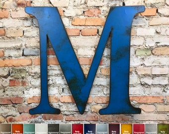 Metal Letter M Wall Art – 12-22" Tall, 14 Gauge Steel, Choose Patina Color