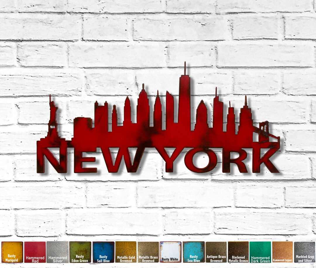 New York Skyline Metal Wall Art Choose 23 30 Etsy