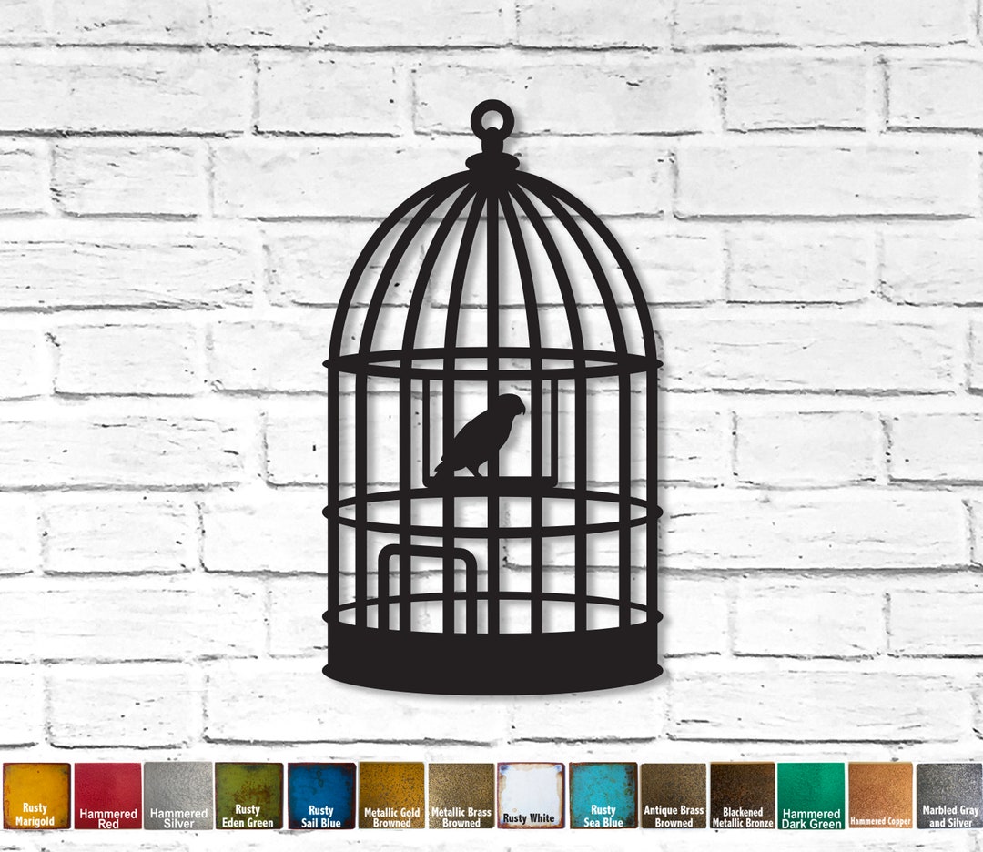 Bird in Bird Cage Metal Wall Art Home Decor 22 Tall X 12.6 Wide Choose