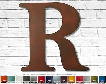 Metal Letter R Wall Art – 14 Gauge Steel, Choose Size, Patina Color