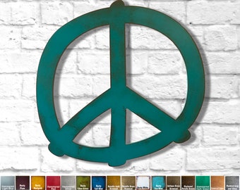 Peace Sign Symbol - Metal Wall Art Home Decor - Handmade - Choose 7.5", 12", 17", 24", 30" or 36" - Choose a Patina Color - Wall Hanging