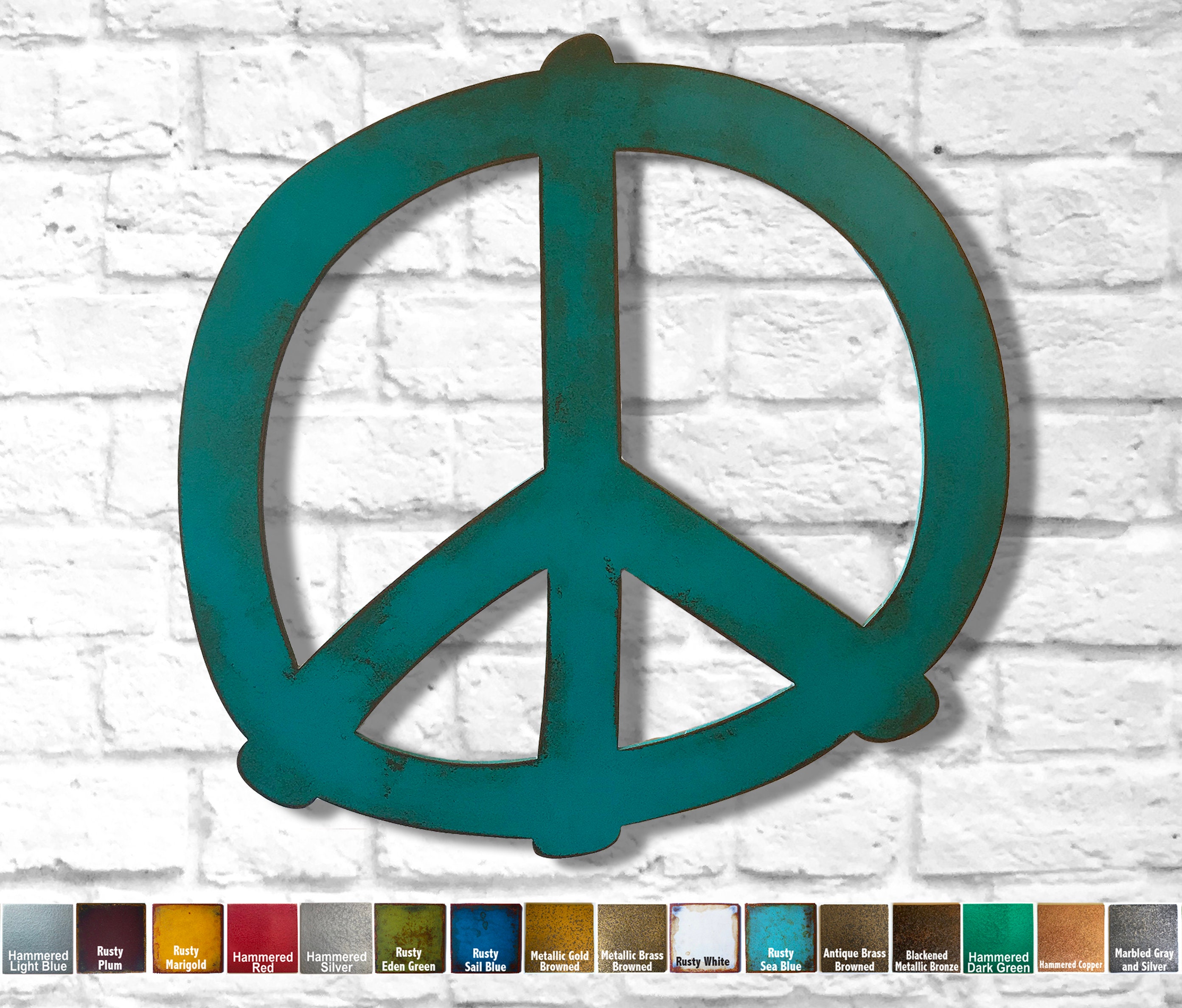 Peace Sign Symbol Metal Wall Art Home Decor Handmade Etsy
