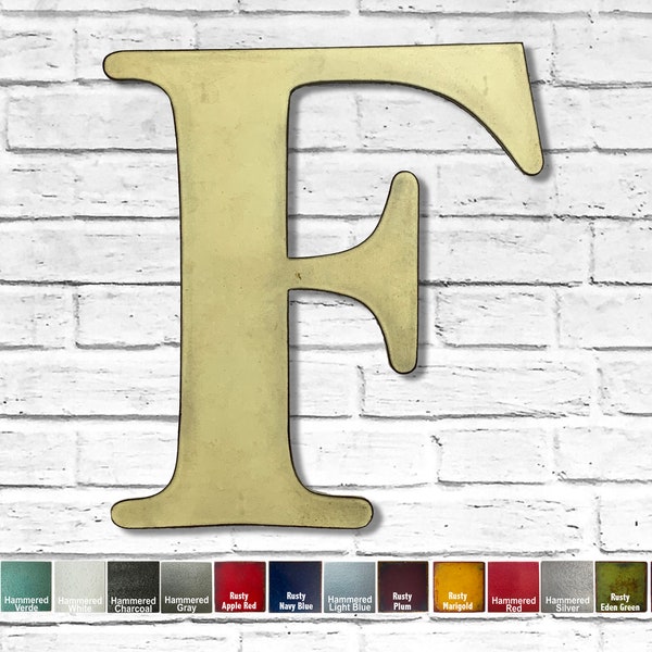 Metal Letter F - 8", 12", 16" or 22" inch tall - Handmade metal wall art - Choose your Patina Color, Size and Letter or Number - Metal Decor