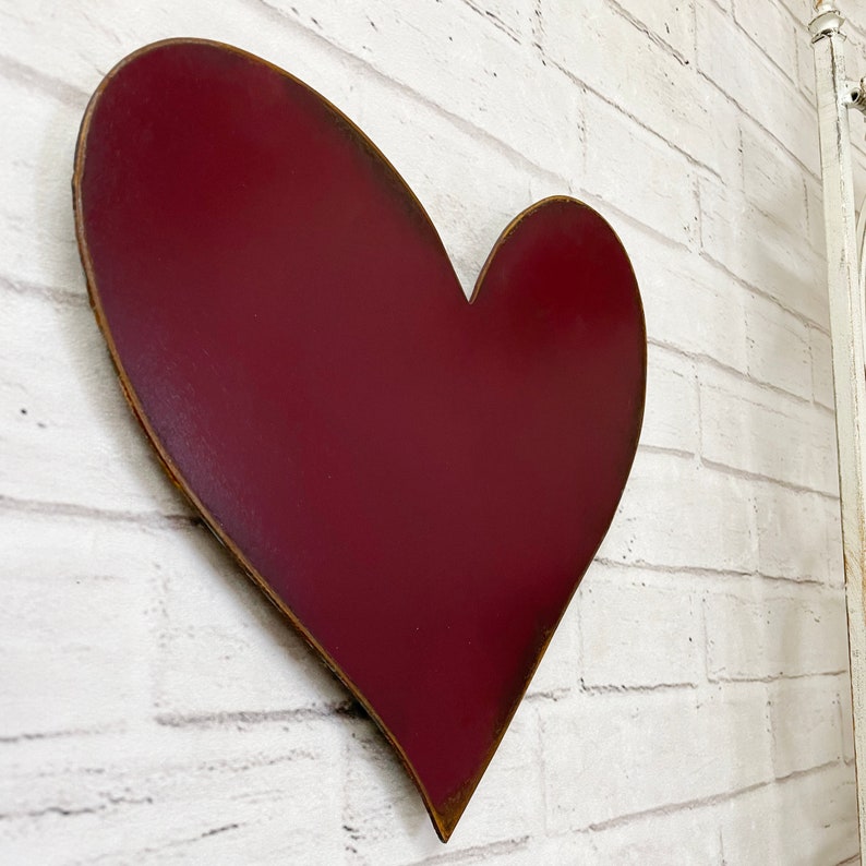Decoración de pared metálica en forma de corazón – Elige el color de la pátina, 30-58 cm de ancho. imagen 4