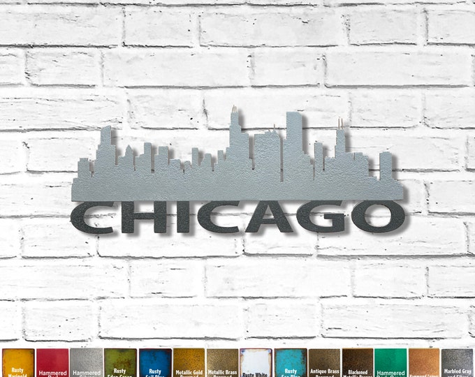 Chicago Skyline Metal Wall Art - Choose 23", 30", or 40" wide - Choose your Patina Color - Cityscape Wall Art - Handmade Home Decor