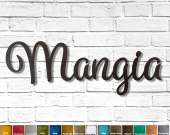 Mangia - Metal Wall Art Home Decor Handmade - Choose your Size 17", 23" or 30" wide - Choose your Patina Color