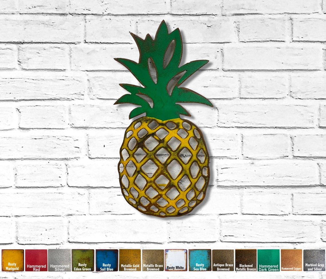 Pineapple Metal Wall Art Home Decor Handmade Choose Your Size 12, 17 or
