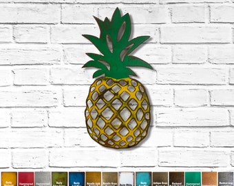 Piña - Decoración del hogar de arte de pared de metal - Hecho a mano - Elija su tamaño 12", 17" o 23" de alto