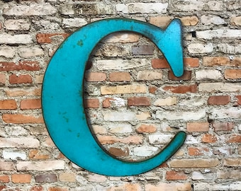 Metal Letter C - 8", 12", 16", 22", 24", 30" or 35" tall - Handmade Metal Wall Art Decor - Choose a Patina Color, Size and Letter or Number