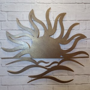 Sun and Waves Metal Wall Art Home Decor Choose 17, 23, 30, 36, or 40 wide, Choose your Patina Color Homemade image 10